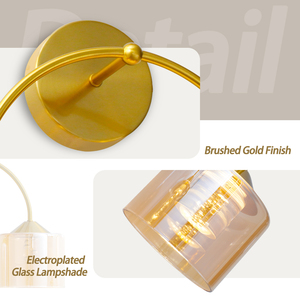 โคมไฟติดผนังอลูมิเนียมอัลลอยด์ทันสมัย ​​หัวคู่ โคมแก้วสีดำ E27 LED 3500K แสงวอร์มไวท์ สำหรับห้องนั่งเล่น - Product Image 4