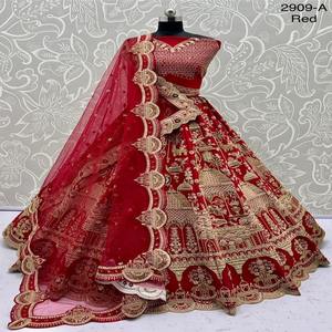 ชุดแต่งกายเจ้าสาวผ้าไหมหนักมีหลายแบบผู้ผลิต lehenga choli และผู้จัดจำหน่ายจาก surat ในอัตราที่ต่ำที่สุด - Product Image 1