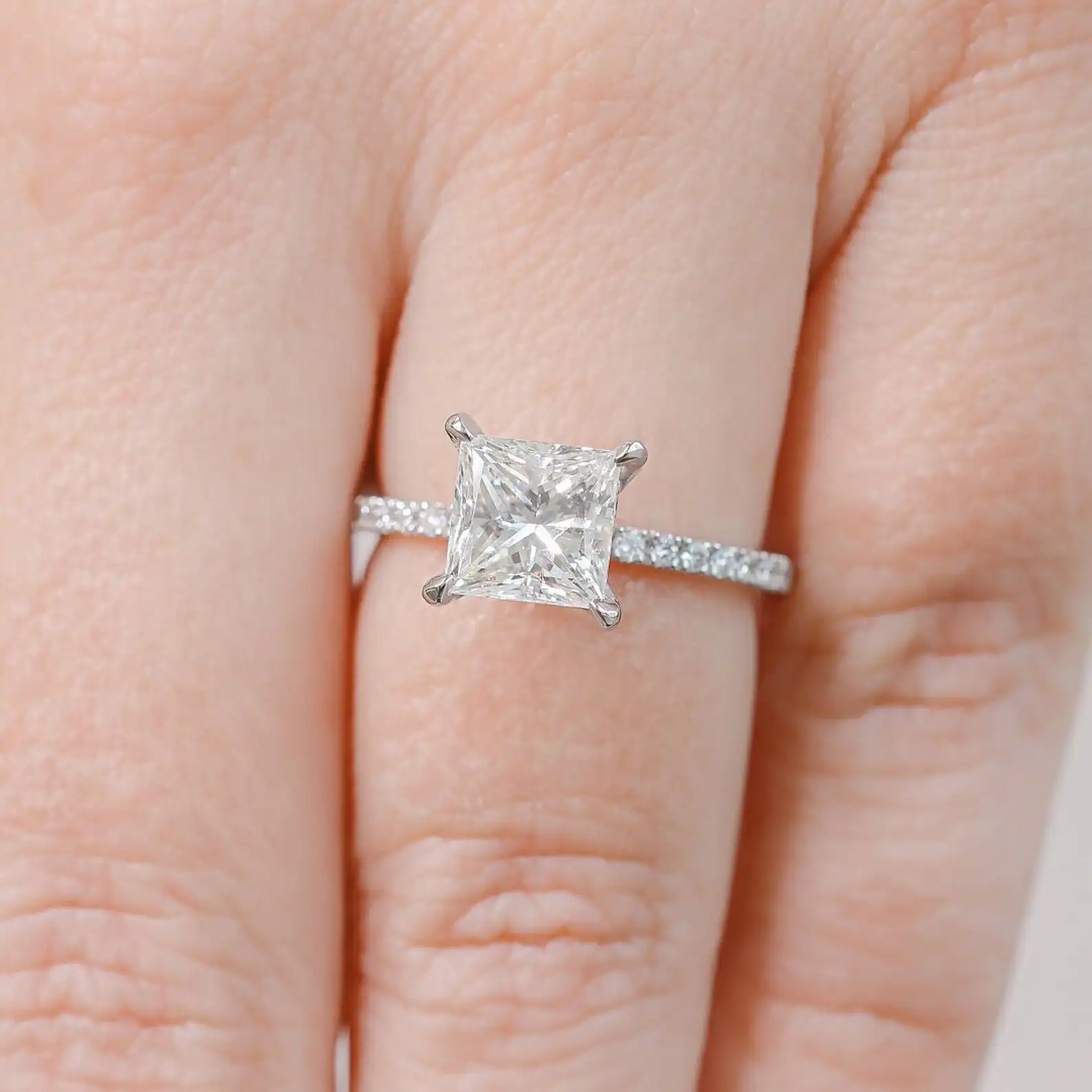 14 Karat Weißgold Diamant Ehering Princess Cut Verlobung sring Diamant Solitaire Diamant Ring Geschenk sie
