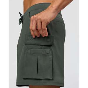 Pantalones Cortos Funcionales Cargo 6 - Verde Carbón, Deportivos, de Algodón Tejido para Golf, con Cierre de Cremallera y Cintura Elástica - Product Image 4