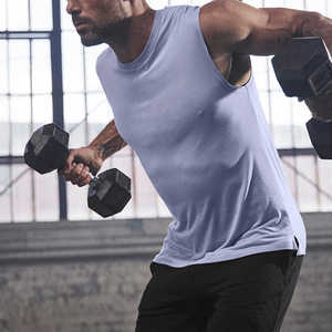 Wholesale Rabixo Sports Men's Sleeveless Polyester/Cotton Gym <b>Stringer</b> <b>Vest</b> OEM Logo Custom Solid Plus Size Crew Neck - Product Image 6
