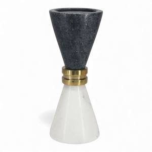 <b>Black</b> Marble <b>Candle</b> <b>Holder</b> with Gold Metal Sphere and Geometric Base for Modern Luxury Interiors - Product Image 2