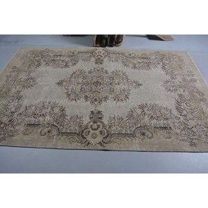Clásico Beige Marrón 5,5X8,7 pies Vintage Alfombra turca Patchwork Lana Faux Rabbit Fur Látex Rectángulo Pasillo para uso en la cabecera - Product Image 3