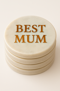 Posavasos agradecido con texto dorado en negrita sobre mármol blanco, perfecto para regalos y Decoración elegante para el hogar - Product Image 3