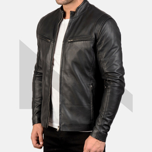 Vestes pour hommes Veste en cuir pour hommes personnalisée de haute qualité avec col montant Meilleur style et vente en gros Veste en cuir - Product Image 2