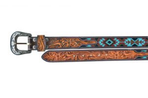 Hecho a mano Unisex 1,5 "Cinturón occidental de calidad premium Argentina Importado Cuero de vaca Diseño occidental con cuentas decorativas - Product Image 4