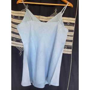 Camisola Azul Veraniega sin Costuras de Lino Informal de Nylon Tejido con Decoración de Encaje para la Temporada de Verano - Product Image 6