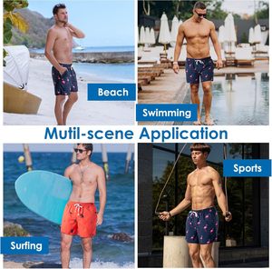 Shorts de bain pour homme à imprimé tropical - Taille élastique, taille mi-haute, séchage rapide et confortable, vêtements de plage pour l'été - Product Image 6