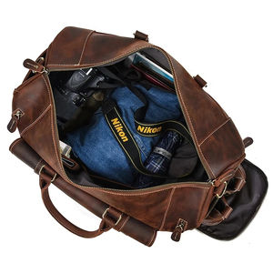 กระเป๋าดัฟเฟิลหนังแท้ความจุขนาดใหญ่วินเทจสำหรับผู้ชายกระเป๋าเดินทางออกกำลังกายกลางแจ้งแฟชั่นกันน้ำแข็งแรงพร้อมซิปปิด - Product Image 6