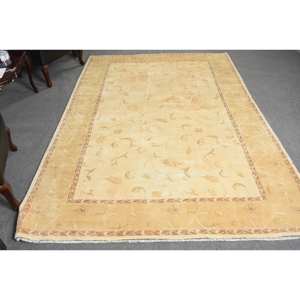 Alfombra turca de lana clásica Beige de 6,5x9,7 pies, diseño de retazos para entrada, sala de estar, dormitorio, alfombra lateral Rectangular de látex - Product Image 1