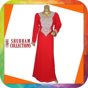 Hot Premium Red Color Embroider Design Moroccan Abaya <b>Kaftan</b> Dresses for Dubai Ethnic <b>Women</b> Clothing Dress - Product Image 2