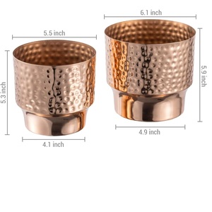 Macetas para decoración del hogar con acabado martillado Maceta para exteriores Jardín Mesa redonda Jarrón Diseño martillado Acabado natural Estilo rústico - Product Image 2