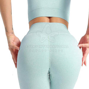 Conjunto de Yoga para mujer de alta calidad personalizado bajo MOQ ropa deportiva transpirable patrón sólido cierre con cordón 2 piezas Spandex/poliéster - Product Image 5
