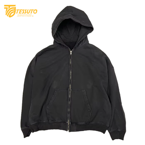 Usine de qualité Logo personnalisé imprimé à capuche poids lourd 100% coton lavage à l'acide conception hiver hommes sweats à capuche tricotés - Product Image 3