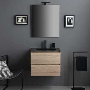 Mobile da Bagno Well Oak 60cm con Lavabo Belize Nero Opaco, Set Bagno Premium - Product Image 2