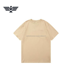 เสื้อยืดผู้ชายสีพื้นแบบกำหนดเองได้ มีกระเป๋าหน้า |   เสื้อคอกลมถักนิตติ้งผ้าฝ้ายพรีเมียม 100% |   เสื้อยืดทรงหลวมระบายอากาศได้ดีแบบสั่งทำพิเศษ - Product Image 4