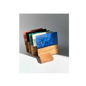 Posavasos de piedra verde de madera y resina para uso en restaurantes para uso en vidrio y tazas para uso hecho a mano al mejor precio - Product Image 1