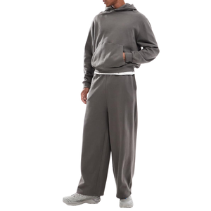 Sudadera con Capucha Corta Personalizada de Alta Calidad para Hombre, Tejido Grueso de 340 g/m², Lavado Ácido, Ecológica, Trajes de Otoño, Conjuntos Deportivos para Hombre - Product Image 1