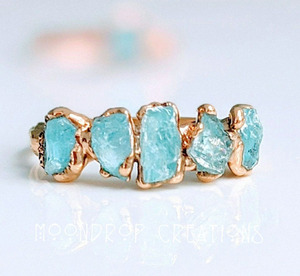 Bagues en plaqué or brut aigue-marine bijoux galvanisés en pierres précieuses bagues minimalistes bague en plaqué or brut naturel - Product Image 6