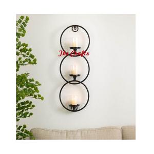 Portavelas Decorativo de Pared Color Negro Hierro, Diseño Maravilloso, Portavelas Colgante de Pared con Chimenea de Vidrio - Product Image 3