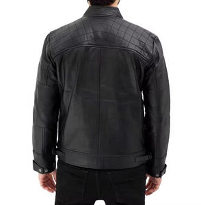 Chaqueta de cuero de moto de estilo de calle alta para hombre de alta calidad con logotipo personalizado de piel de oveja cierre de cremallera de invierno patrón de motorista - Product Image 4