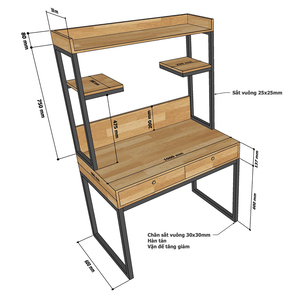 BD68086 Rubber Wood Computer <b>Desk</b> with Drawers and <b>Shelves</b> - Product Image 5