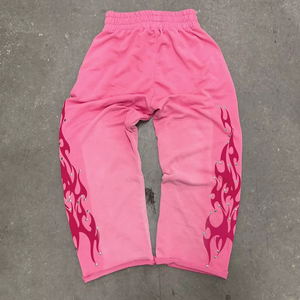 Fabricante personalizado Baggy 100% algodón francés Terry pierna ancha Vintage pantalones de chándal lavado con ácido pantalones de chándal acampanados desgastados - Product Image 1