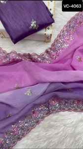 Vêtements ethniques indiens broderie lourde et travail de séquence Saree avec fantaisie Mono Banglory avec chemisier de travail de broderie pour les femmes - Product Image 4