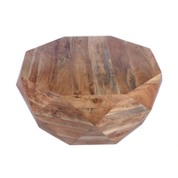 Table basse décorative moderne en forme de diamant en bois d'acacia massif brun finition naturelle pour salon et bureau à domicile