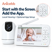 Moniteur Bébé Portable avec Écran Local de 5 Pouces et Unité Parentale, Configuration Optionnelle via l'Application Tuya sur Réseau 2.4GHz par Anicebb