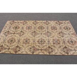 พรมขนสัตว์สีเบจสีน้ำตาลคลาสสิกขนาด3.9x6.9ฟุตทำด้วยมือแบบตุรกีการเย็บปะติดปะต่อกันเป็นรูปสี่เหลี่ยมผืนผ้าสำหรับห้องนั่งเล่นห้องนอนห้องโถงน้ำยาง4เมตร - Product Image 3