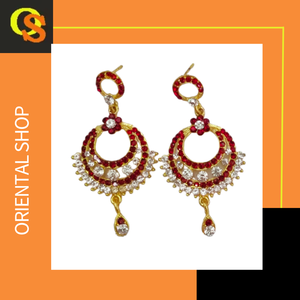 Boucles d'oreilles de fabrication indienne serties de boucles d'oreilles fantaisie de forme ronde en plaqué or 22CT à vendre par les exportateurs - Product Image 2