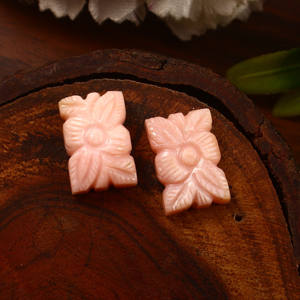 Belle paire de pierres précieuses coupées par coussin d'opale rose fait à la main Art moghol sculpture bijoux en vrac de forme fantaisie naturelle pour les utilisations - Product Image 1