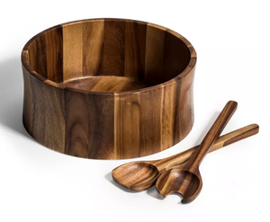 AK Laiton Handi Forme Rond En Bois Polyvalent Bol De Service En Noyer Couleur Ensemble De 2 Grande Capacité Pour Vaisselle/Ustensiles De Cuisine - Product Image 2