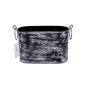 Juego de 3 macetas ovaladas de hierro F597 negro con gris maceta de suelo de tamaño estándar antiguo para el jardín del hogar y la decoración al aire libre - Product Image 1