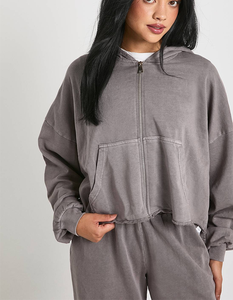 Conjunto Deportivo de 2 Piezas para Mujer, Estilo Hip Hop Urbano, Sexy, Lavado, Hombros Caídos, Ropa Deportiva al por Mayor, Chándal Vintage Universitario - Product Image 5