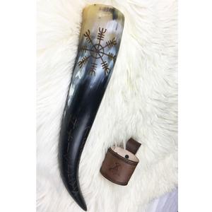 Corne à boire viking polie faite à la main, écologique, motif animal, religieuse, naturelle, style médiéval, pour bière, taille personnalisée, souvenir portable - Product Image 3