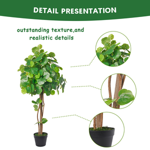 Cây giả ficus lụa cao 6ft trong chậu, cây giả không cần chăm sóc, cây giả cao dùng trang trí trong nhà và ngoài trời - Product Image 2