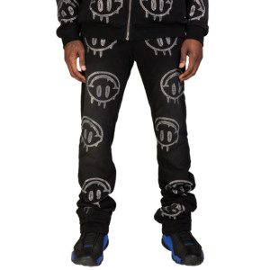 Pantalon de survêtement personnalisé de haute qualité pantalons de survêtement en coton épais empilés pantalons de survêtement évasés pour hommes - Product Image 1