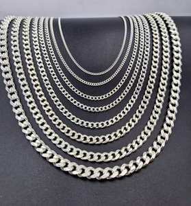 925 sterling silver 4mm cuban chain thick <b>bracelet</b> rhodium plated - Product Image 2