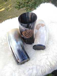 Authentic Eco-Friendly 100% Hot Selling <b>Viking</b> Carved Drinking Horns <b>Cup</b> with Natural Finish at Economical Price - Product Image 4