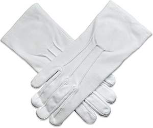 Guantes de Algodón Bordados de la Masonería Shriner, Blancos - Product Image 1