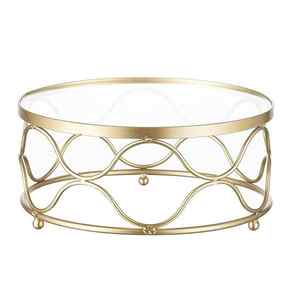 Elegant Gold-Plated Metal <b>Cake</b> <b>Stand</b> with <b>Glass</b> Top Stylish & Durable Design for Weddings Parties & Dessert Displays - Product Image 1