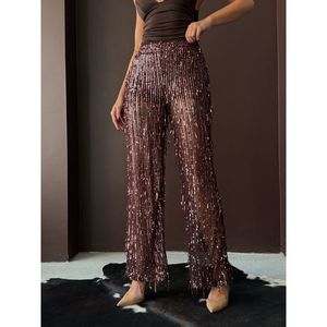 Pantalones de tul con lentejuelas Topshow Coffee al por mayor - [object Object] - Product Image 3