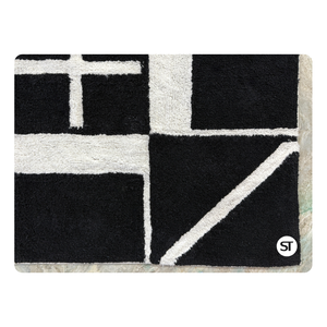 Tapis en coton tufté noir blanc tapis artisanal texturé doux pour salon chambre sol décor à la maison et style intérieur - Product Image 3