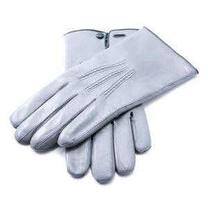 Gants d'Habillage d'Hiver Élégants Gris Clair en Cuir Véritable pour l'Extérieur, Respirants, Couture Chaude de Qualité Supérieure - Product Image 2
