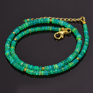 Collar de ópalo etíope de fuego verde natural de grado AAA +, collar de ópalo, joyería de ópalo de fuego, collar delicado, joyería de ópalo hecha a mano - Product Image 2
