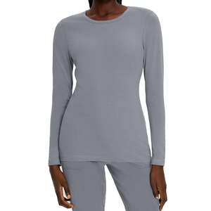 Chemisier médical pour femme de haute qualité, manches longues, en jersey tricoté Spandex/Polyester, pour usage hospitalier, couleurs et logo personnalisables, sans coutures - Product Image 4