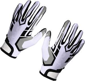 Guantes de fútbol americano para niños de la marca Handlady, stock al por mayor, revestimiento de silicona de cuero sintético dorado, gran agarre antideslizante - Product Image 3