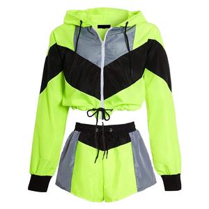 Conjunto Corto de Verano Personalizado para Mujer, Talla XS, Diseño Color Block Lavado, Estampado Sólido, Corto, Estilo Casual, Chaqueta Cortavientos, 2026 - Product Image 5